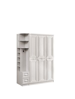 Vestuário de madeira branco da anti deformação com 3 a porta ISO9001 Dustproof