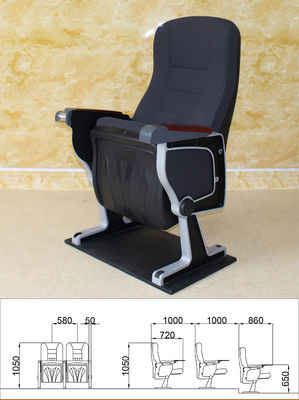 Cinema preto Hall Chairs Adjustable Moistureproof Antistatic do teatro do alto densidade